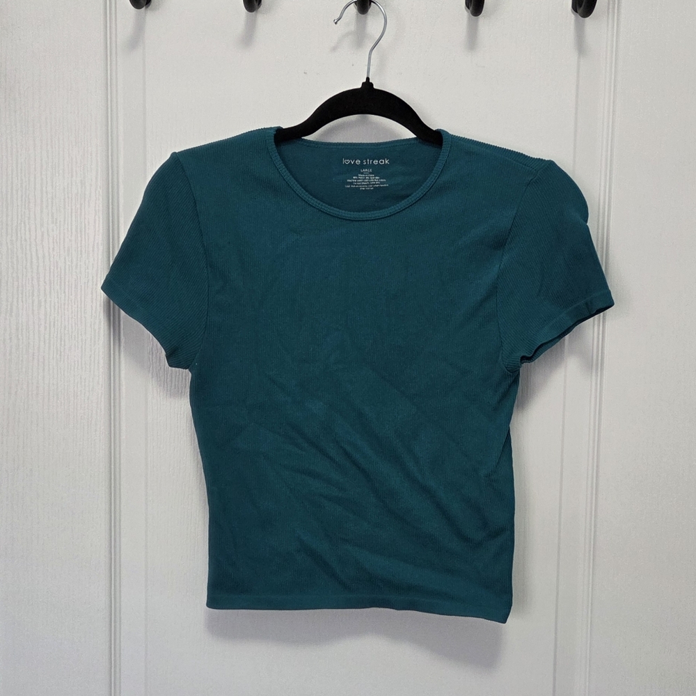 Teal Cropped Short Sleeve Tee